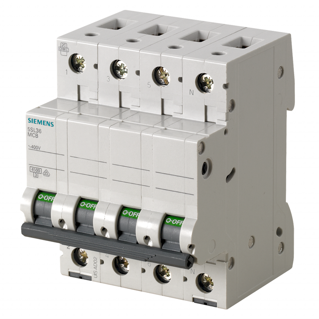 Interruptor Termomagnético 5SL36 3x10A+N 4,5kA Curva C Siemens