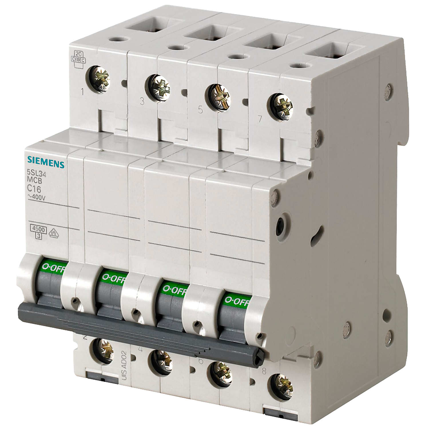 [25814] Interruptor Termomagnético 5SL34 4x50A 4,5kA Curva C Siemens