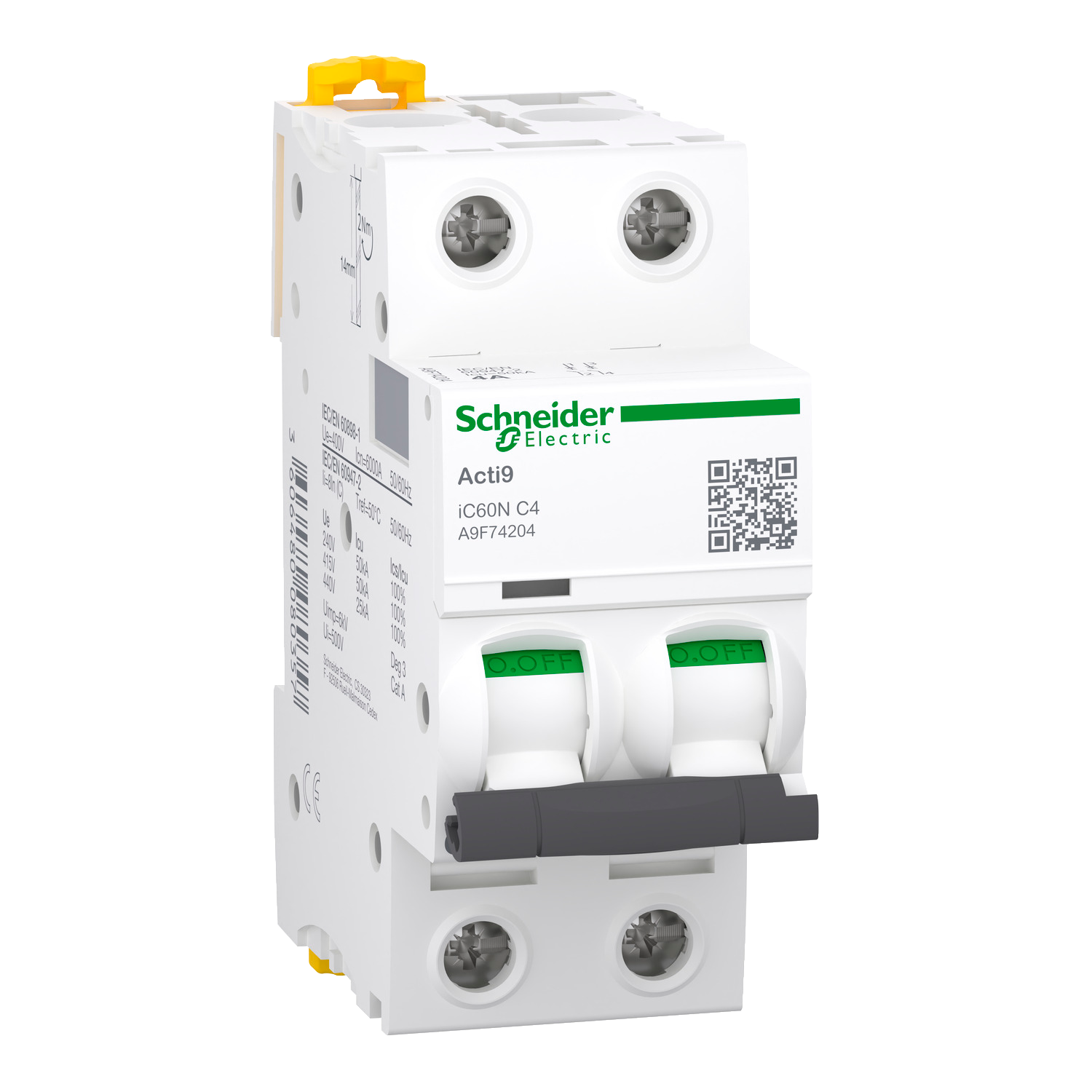 [27774] Interruptor Termomagnético A9F74 2x4A 10kA Curva C Schneider Electric