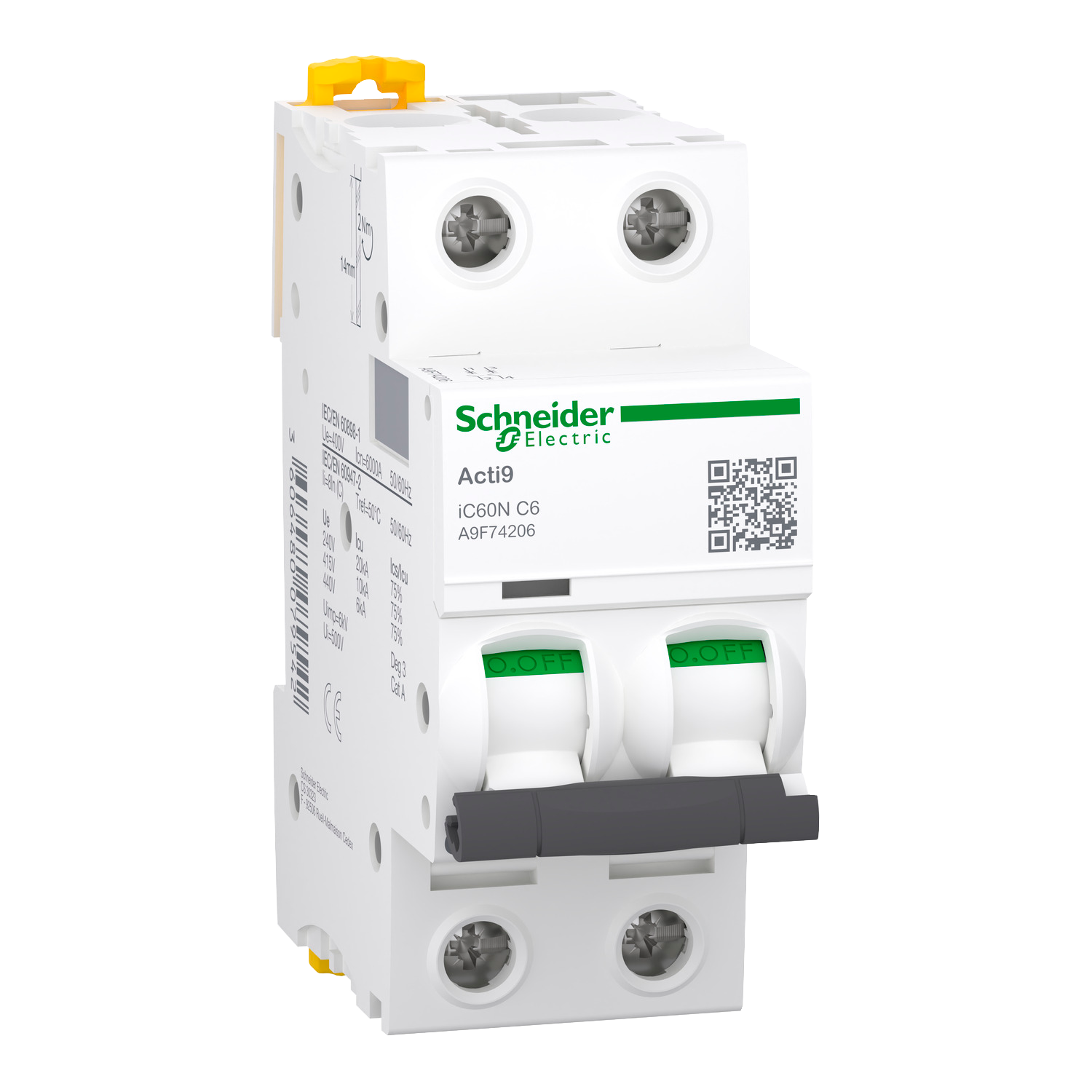 [27775] Interruptor Termomagnético A9F74 2x6A 10kA Curva C Schneider Electric