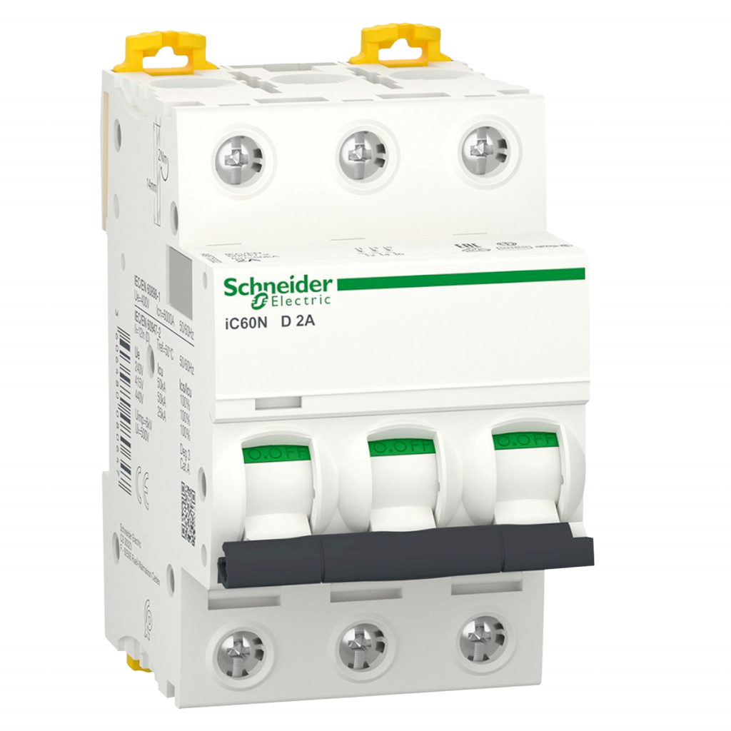 Interruptor Termomagnético A9F75 3x2A 10kA Curva D Schneider Electric