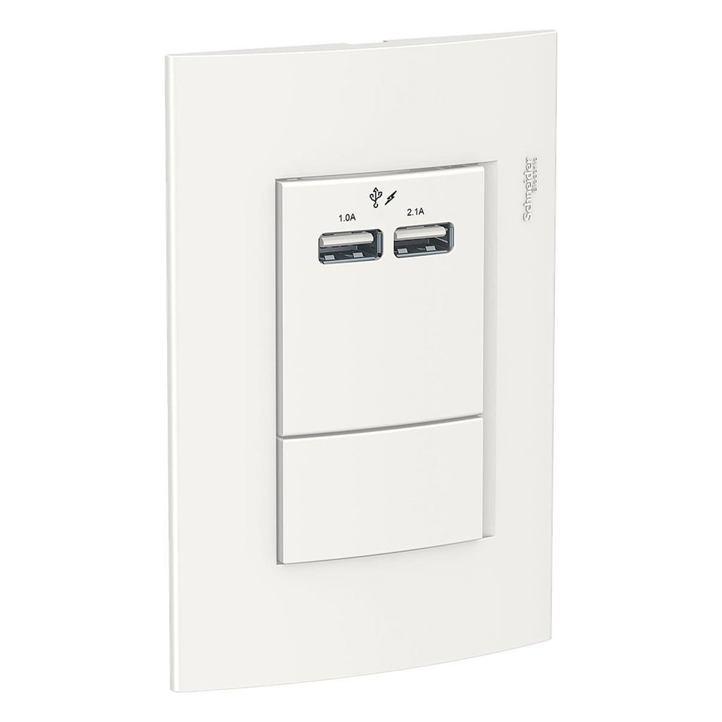 [31357] Conjunto Roda 2 Módulos USB 2.1A + Tapa Blanco Schneider Electric