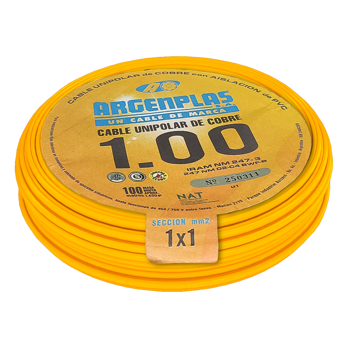 Cable Unipolar 1mm2 PVC Naranja (x 100Mts) Argenplas