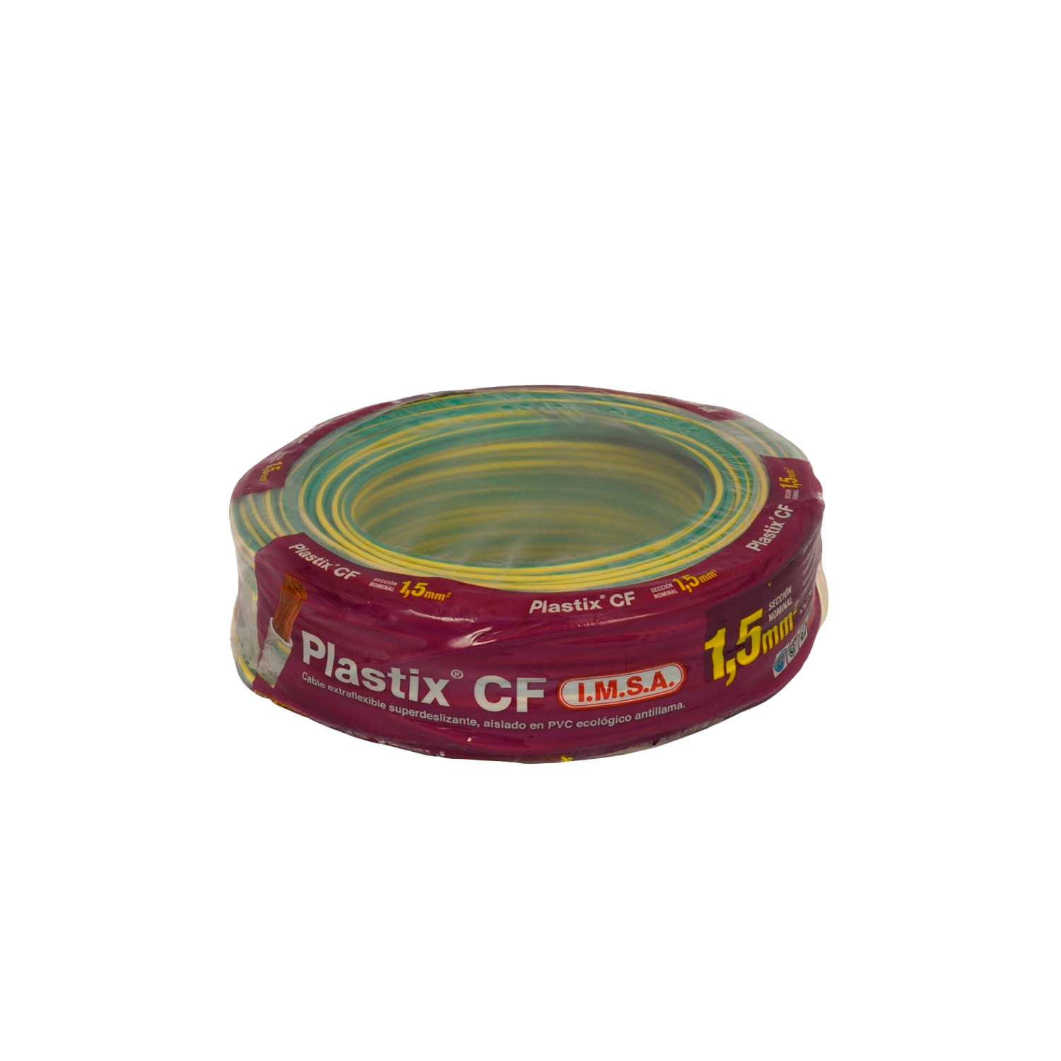 Cable Unipolar 1,50mm2 PVC Verde/Amarillo (x 100Mts) Imsa