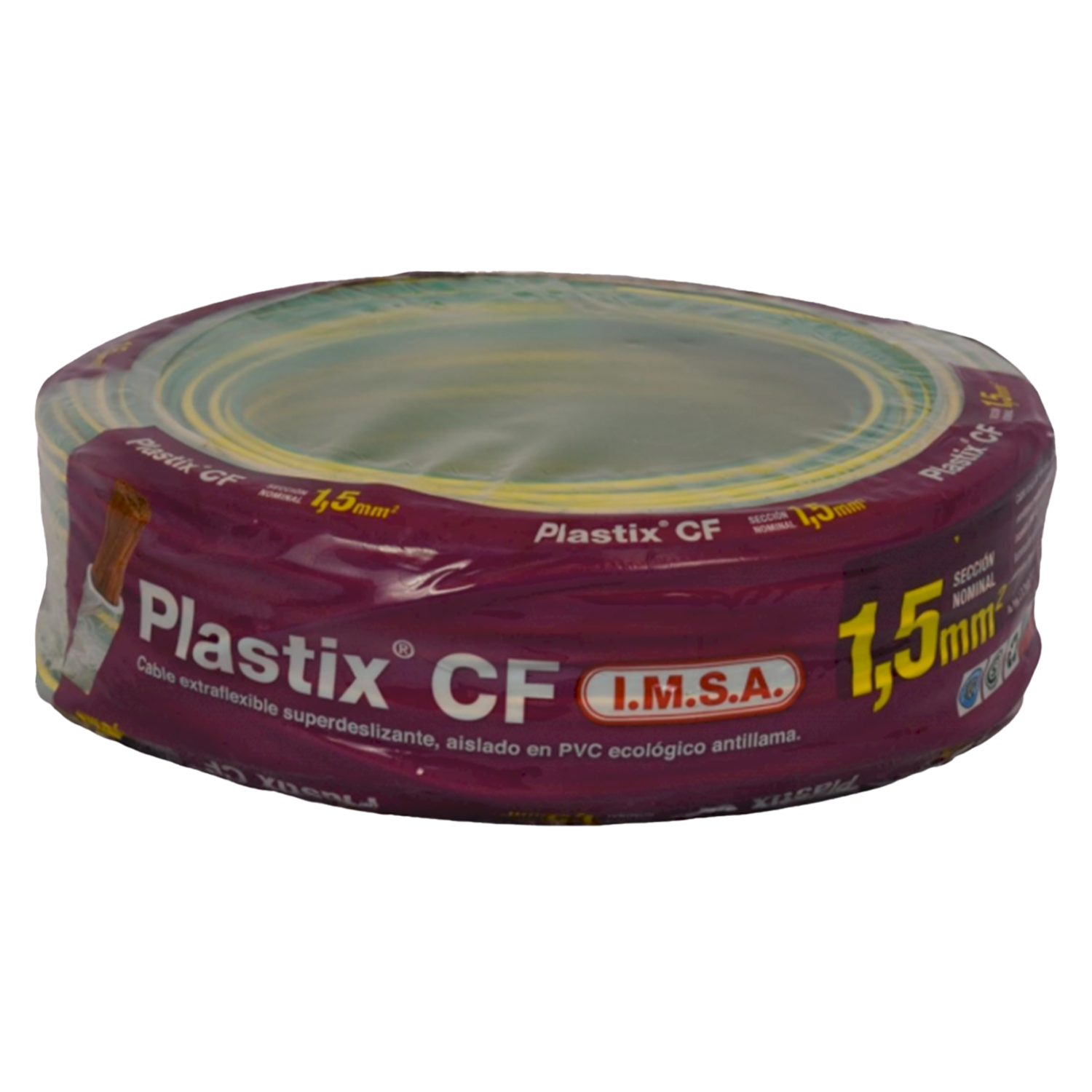 [31209] Cable Unipolar 1,50mm2 PVC Verde/Amarillo (x 30Mts) Imsa