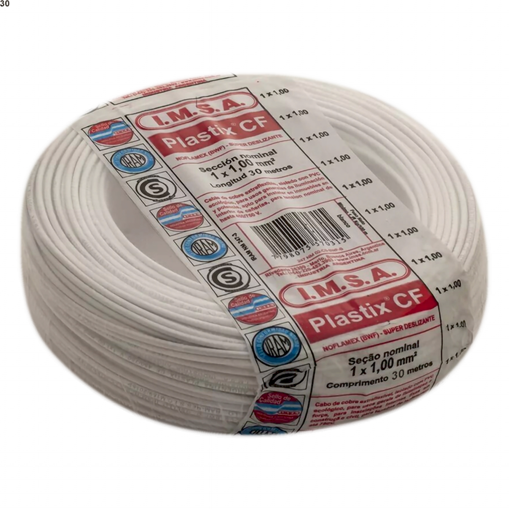 Cable Unipolar 1mm2 PVC Blanco (x 30Mts) Imsa