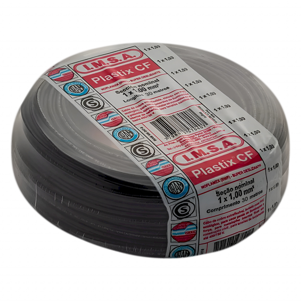 CABLE UNIPOLAR 1mm² PVC NEGRO IMSA (x 30M) JPF100010CNT