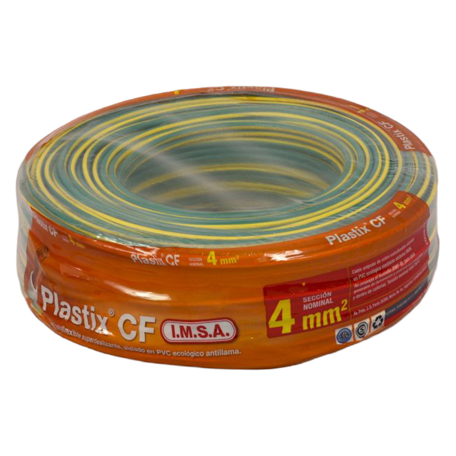 Cable Unipolar 4mm2 PVC Verde/Amarillo (x 100Mts) Imsa