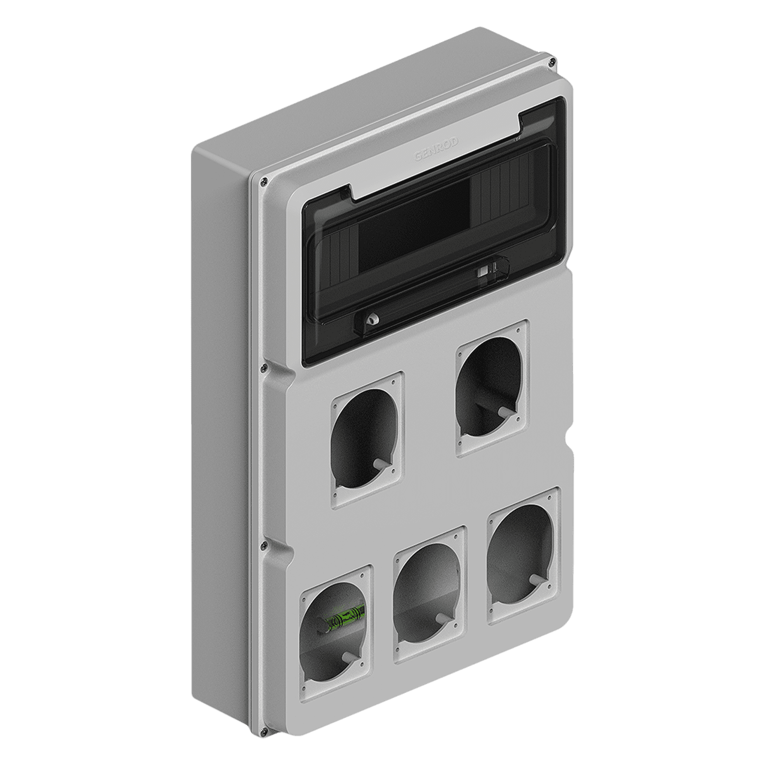 Tablero DIN PVC 12 Módulos + 2 Módulos P/5 Tomas Interior y Exterior IP65 Gris Sistelectric