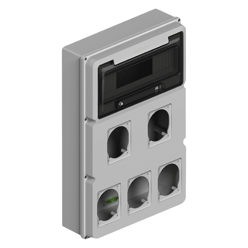 [30795] Tablero DIN PVC 12 Módulos + 2 Módulos P/5 Tomas Interior y Exterior IP65 Gris Sistelectric