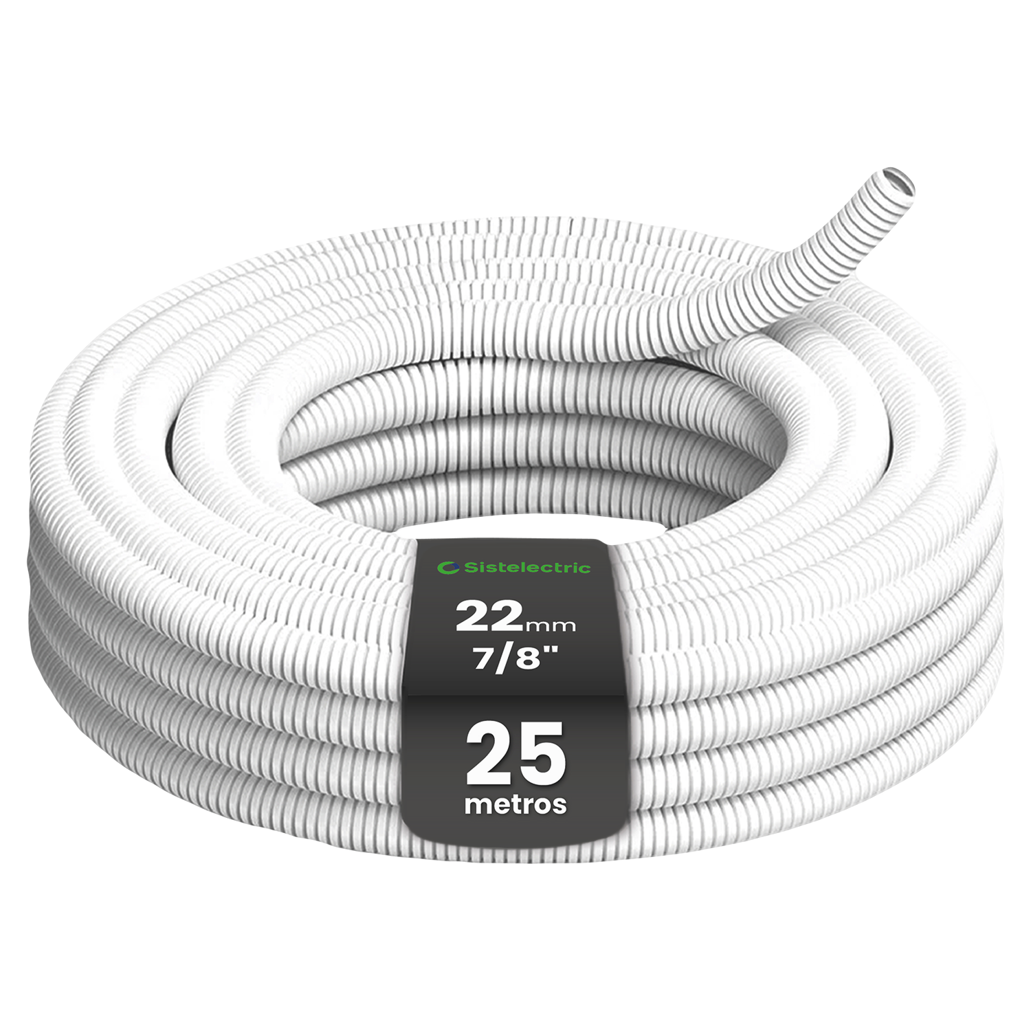 [31390] Caño Corrugado Liviano Blanco 7/8'' PVC 25Mts Sistelectric
