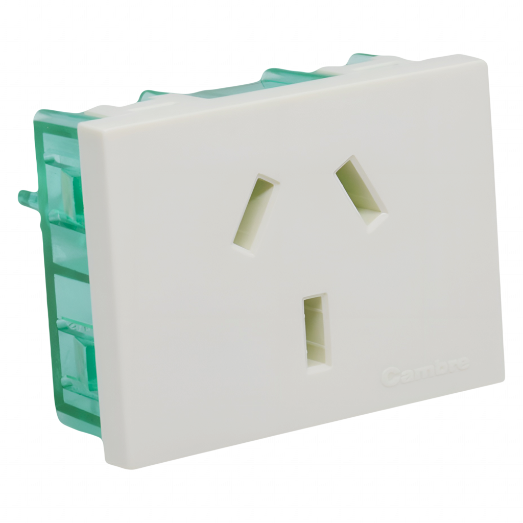 [2029] TOMA CON TIERRA TRES PERNOS CHATOS 10A 6904