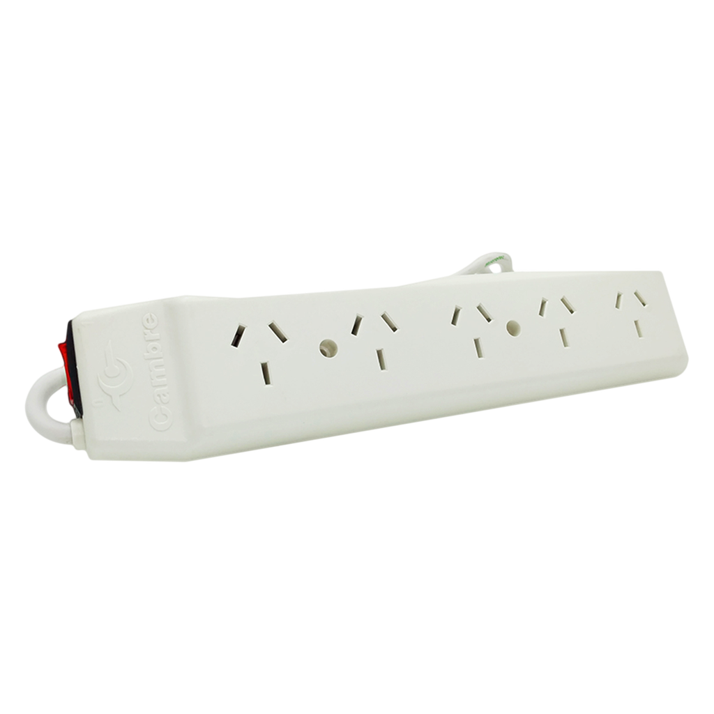 [16435] Zapatilla 5 Tomas 3P 10A Cable 3Mts Blanca Cambre