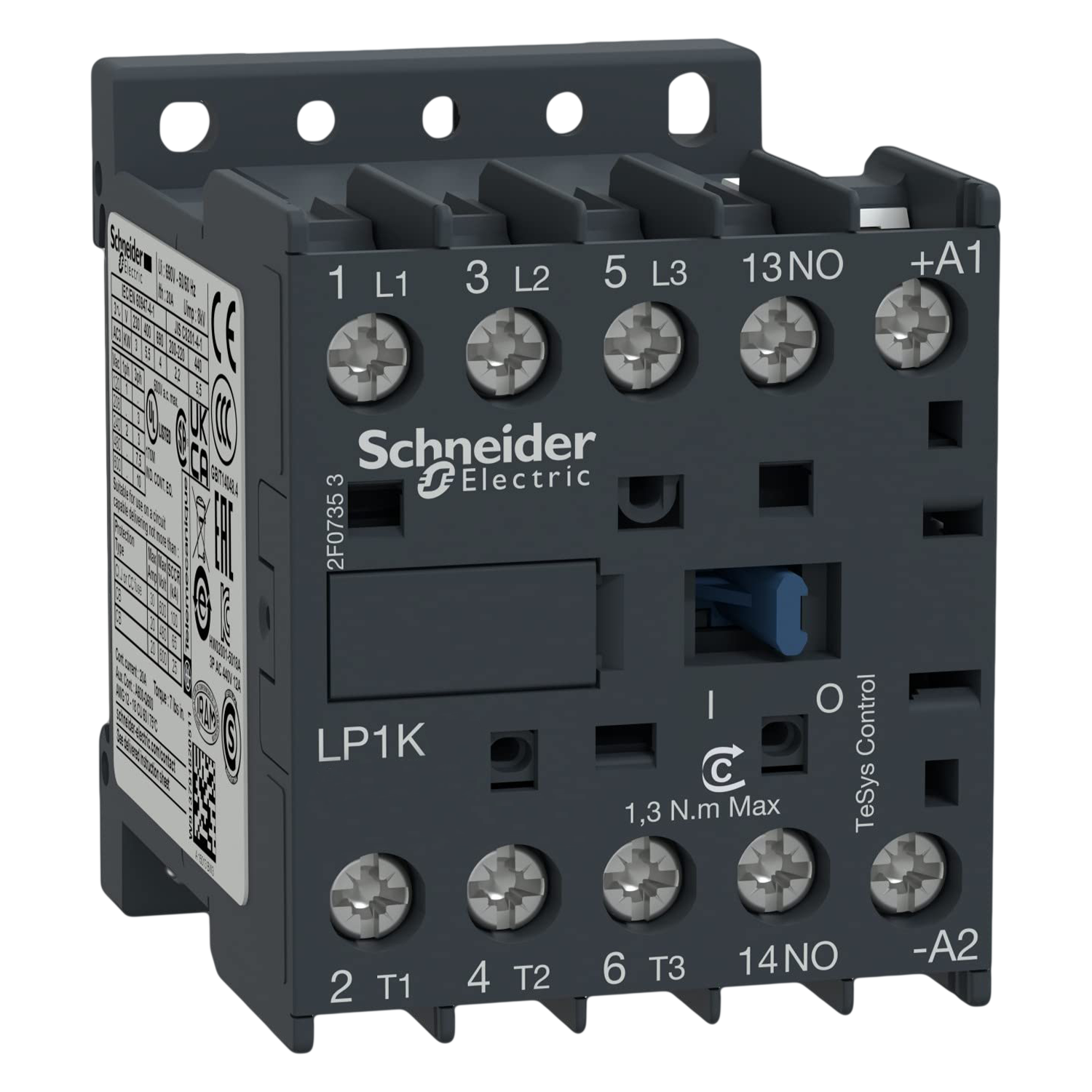 Mini Contactor LP1K 3P 12A 24VCC 5,5kW 1NA Schneider Electric