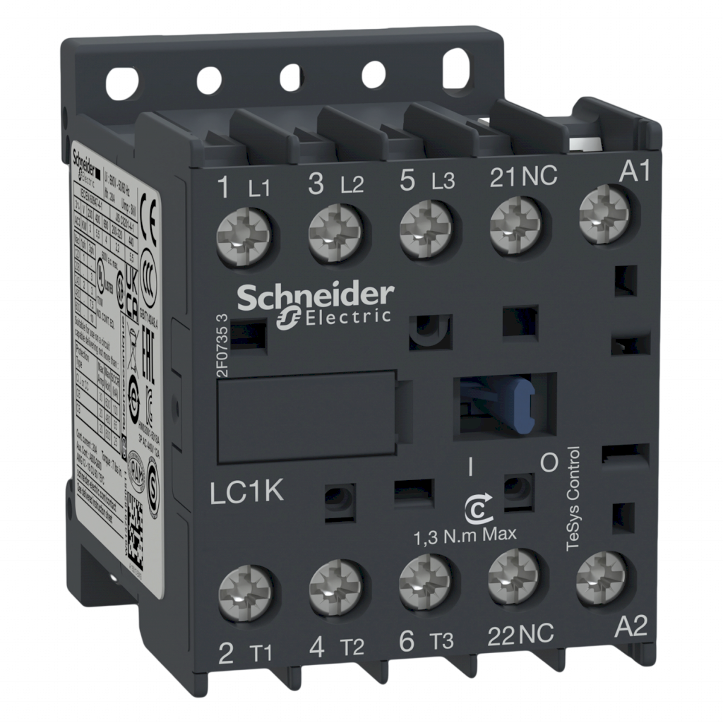 Mini Contactor LC1K 3P 6A 220VCA 2,2kW 1NC Schneider Electric