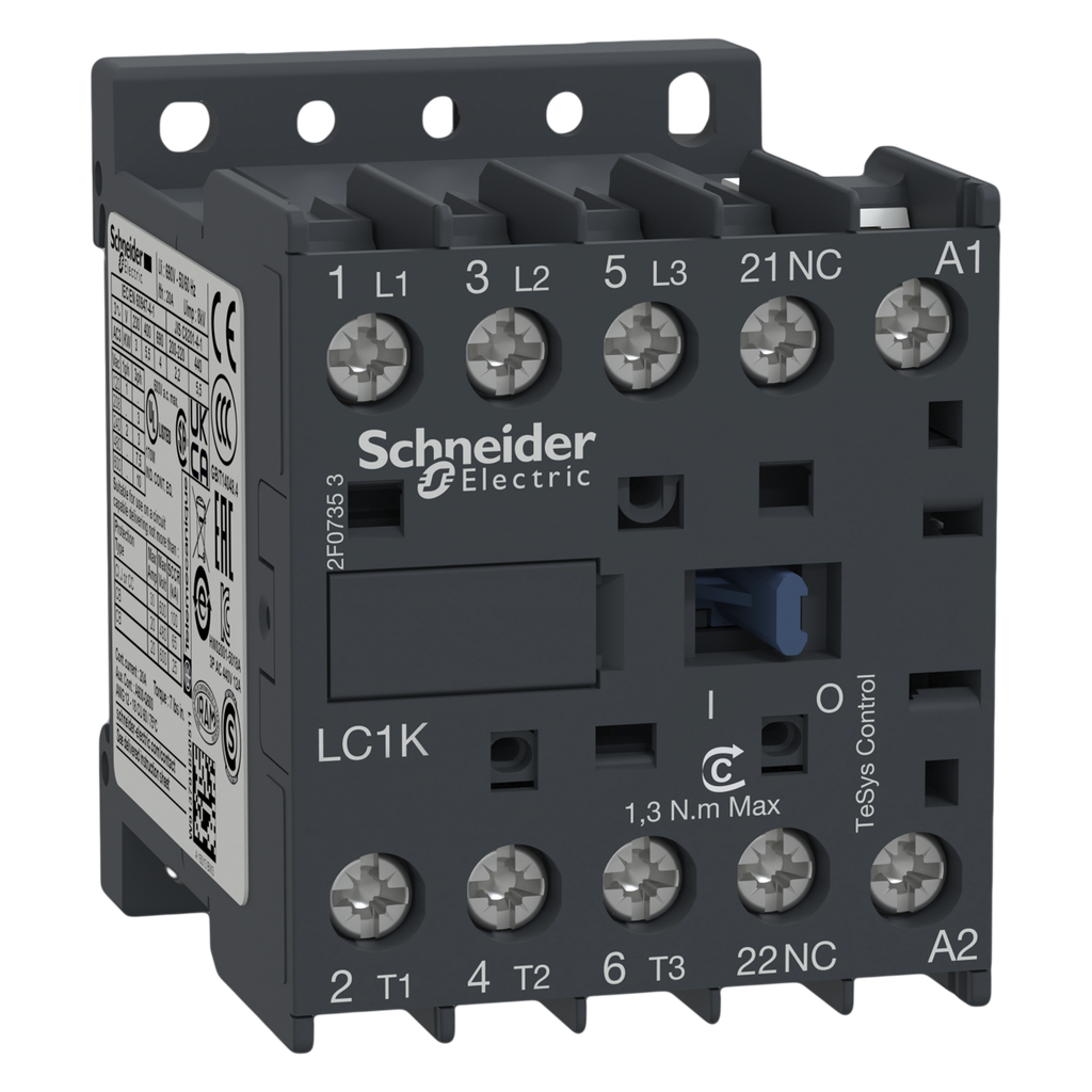 Mini Contactor LC1K 3P 12A 24VCA 5,5kW 1NC Schneider Electric