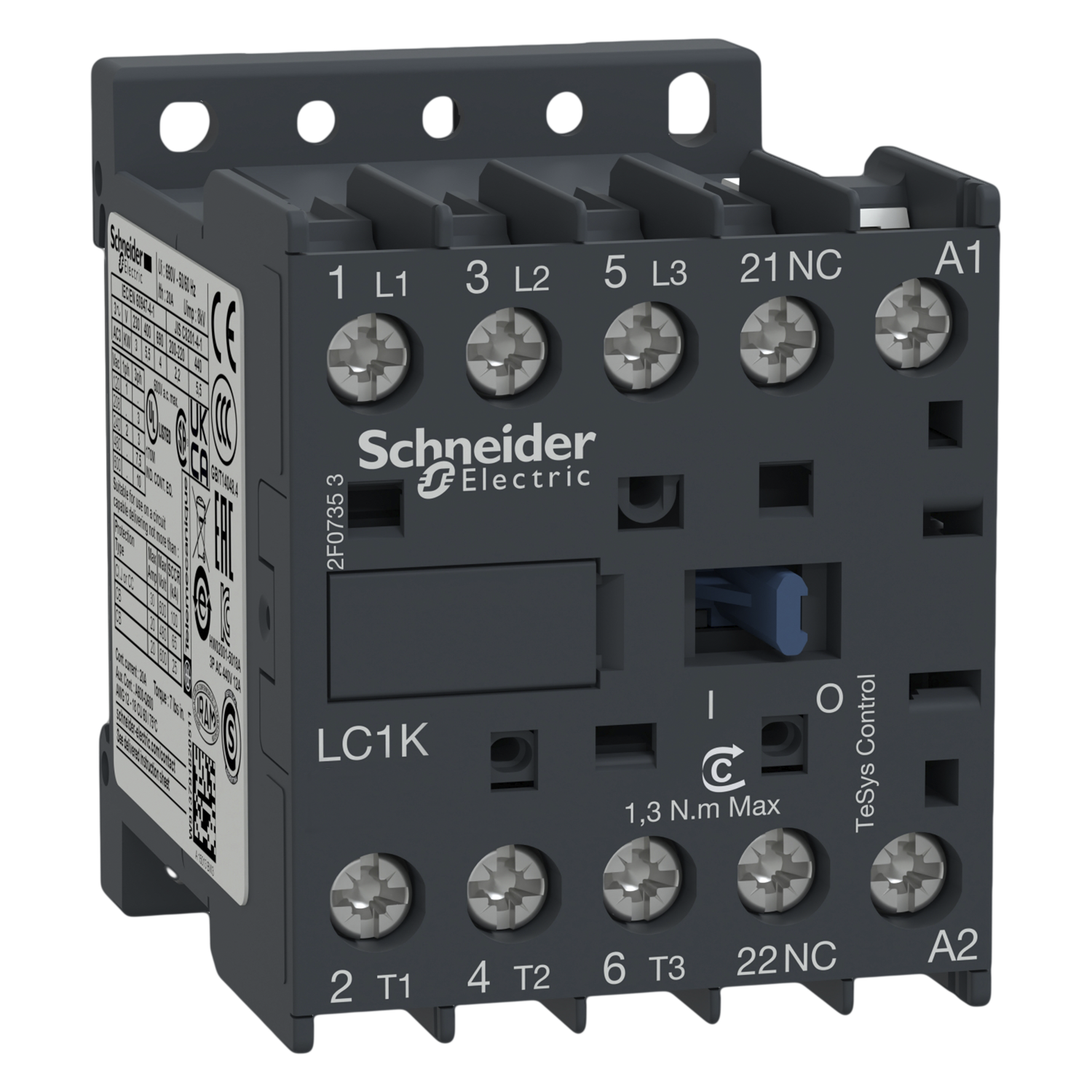 [21146] Mini Contactor LC1K 3P 16A 220VCA 7,5kW 1NC Schneider Electric