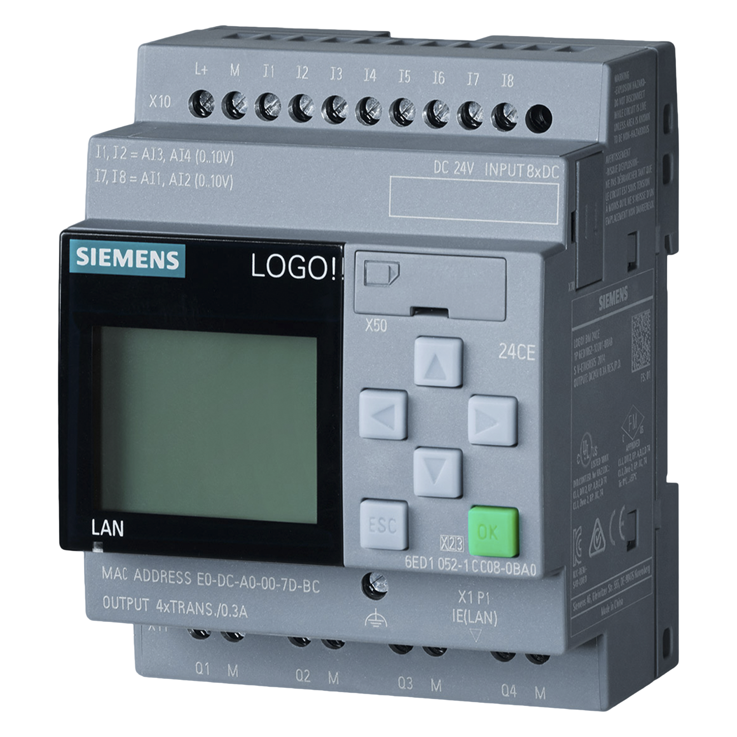 Logo! 8 24RCE 8ED(4EA) + 4ST ETH S7/MB TCP C/Display Siemens