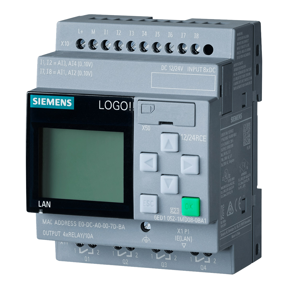 [31309] Logo! 8.3 12/24RCE 8ED(4EA) + 4SR ETH S7/MB TCP C/Display Siemens