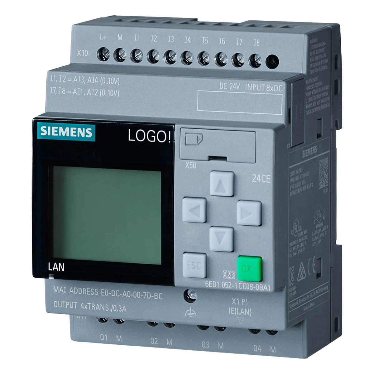 Logo! 8.3 24RCE 8ED(4EA) + 4ST ETH S7/MB TCP C/Display Siemens