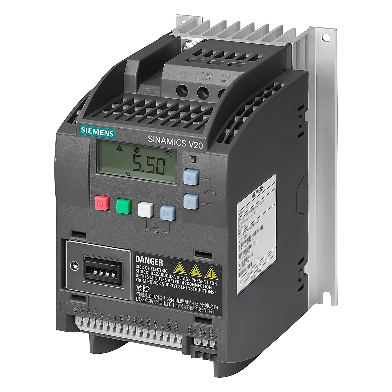 Variador V20 380VCA LO: 1,1kW/1,5HP HO: 1,1kW/1,5HP S/Filtro MB RTU Siemens