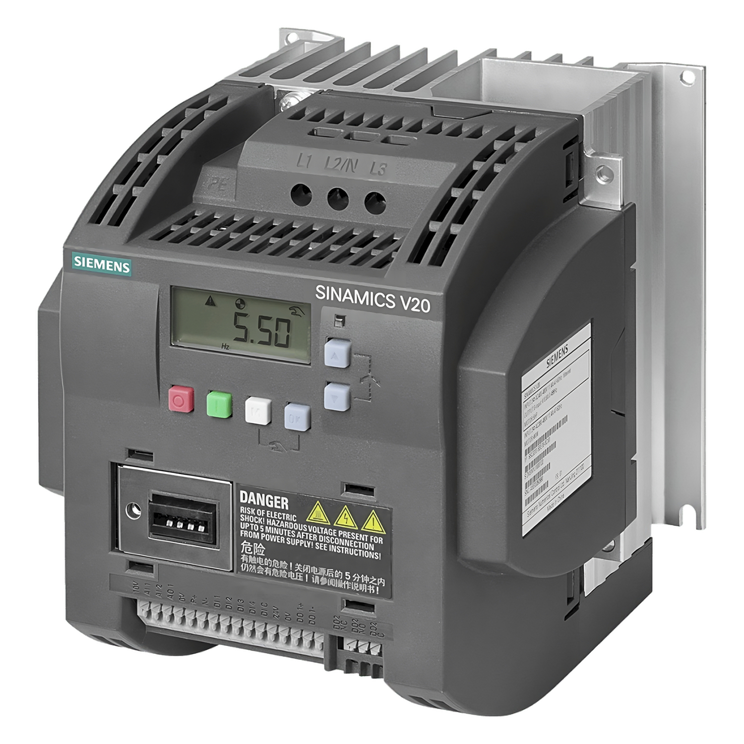 [20182] Variador V20 380VCA LO: 3kW/4HP HO: 3kW/4HP S/Filtro MB RTU Siemens