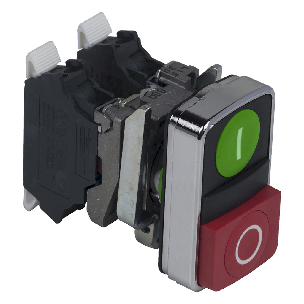 [21345] Pulsador Doble XB4 Metálico Rojo/verde 1NA+1NC Schneider Electric