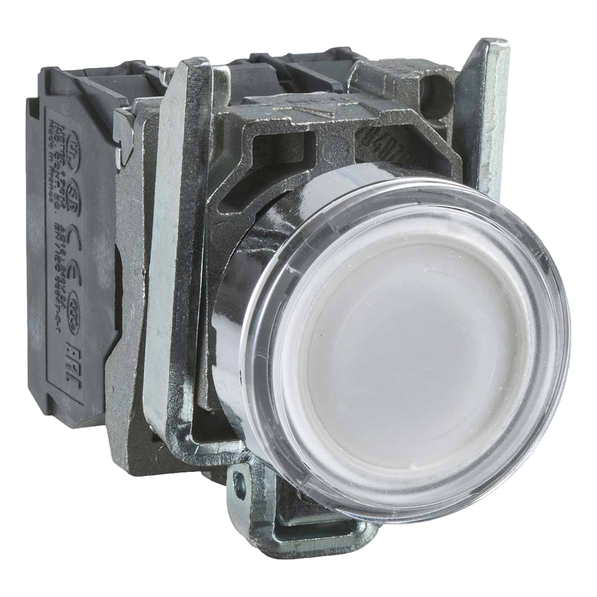 Pulsador Luminoso Led XB4 Metálico 220VCA/VCC 24VCC Rasante 1NA + 1NC Blanco Schneider Electric