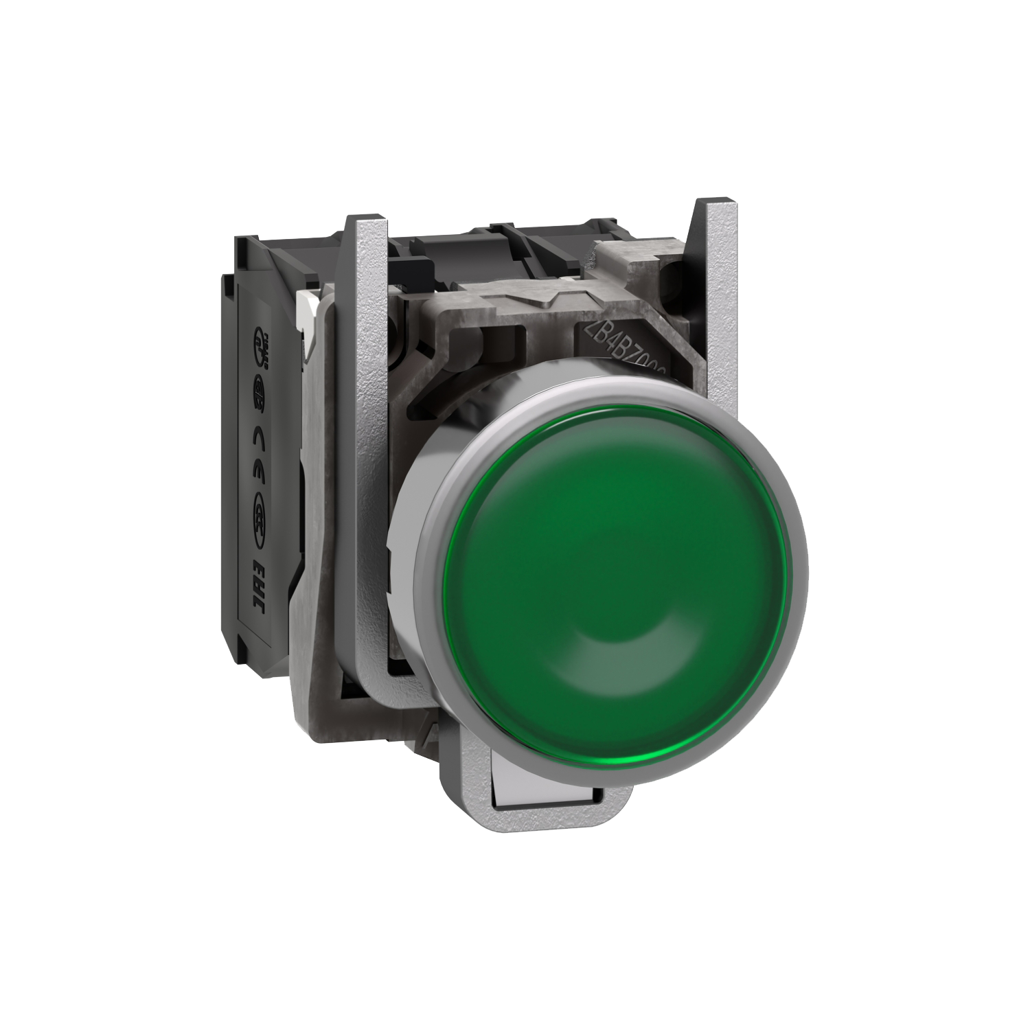 Pulsador Luminoso Led XB4 Metálico 220VCA/VCC 24VCC Rasante 1NA + 1NC Verde Schneider Electric