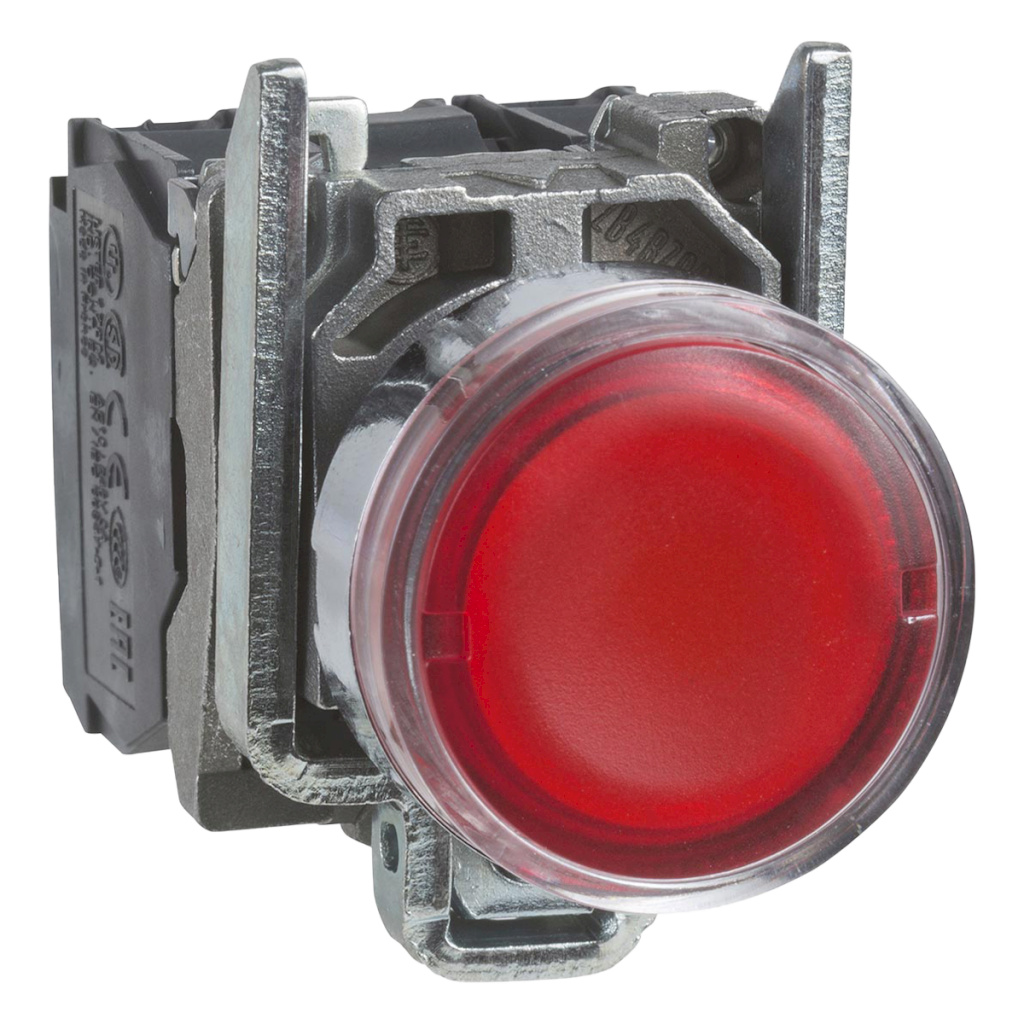 [21365] Pulsador Luminoso Led XB4 Metálico 220VCA/VCC 24VCC Rasante 1NA + 1NC Rojo Schneider Electric