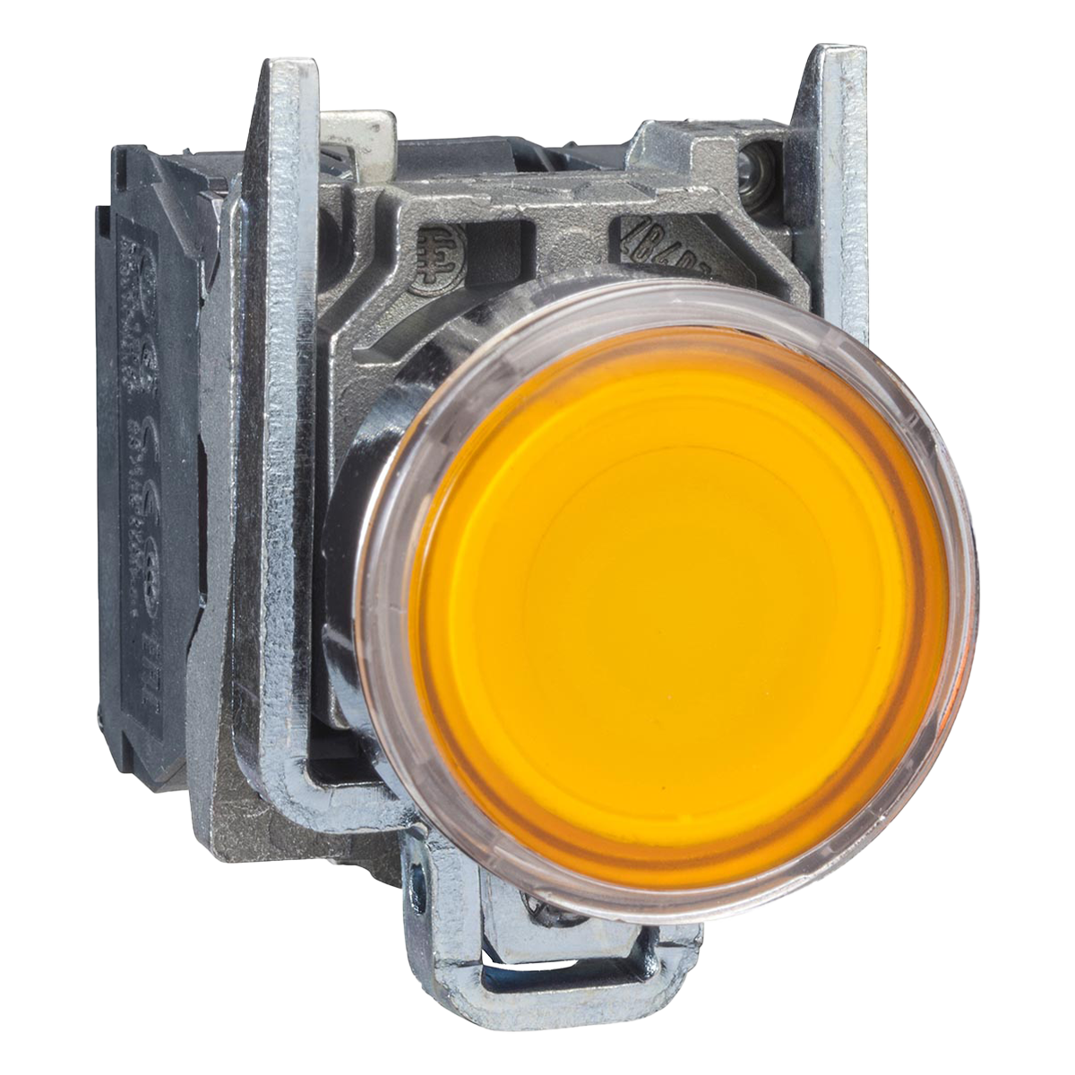 [21367] Pulsador Luminoso Led XB4 Metálico 220VCA/VCC 24VCC Rasante 1NA + 1NC Amarillo Schneider Electric