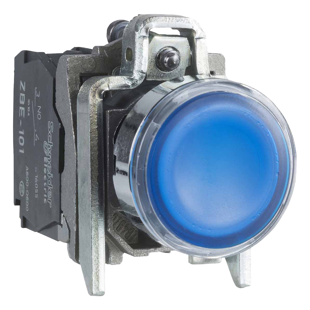 Pulsador Luminoso Led XB4 Metálico 220VCA/VCC 24VCC Rasante 1NA + 1NC Azul Schneider Electric