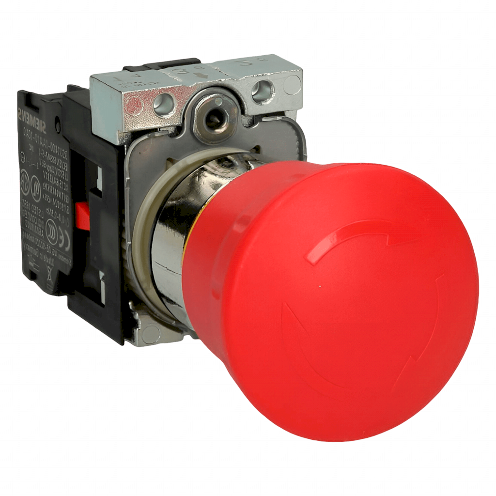 [24067] Pulsador Hongo ACT Metálico 1NC Emergencia Rojo Pulsar-Girar Siemens