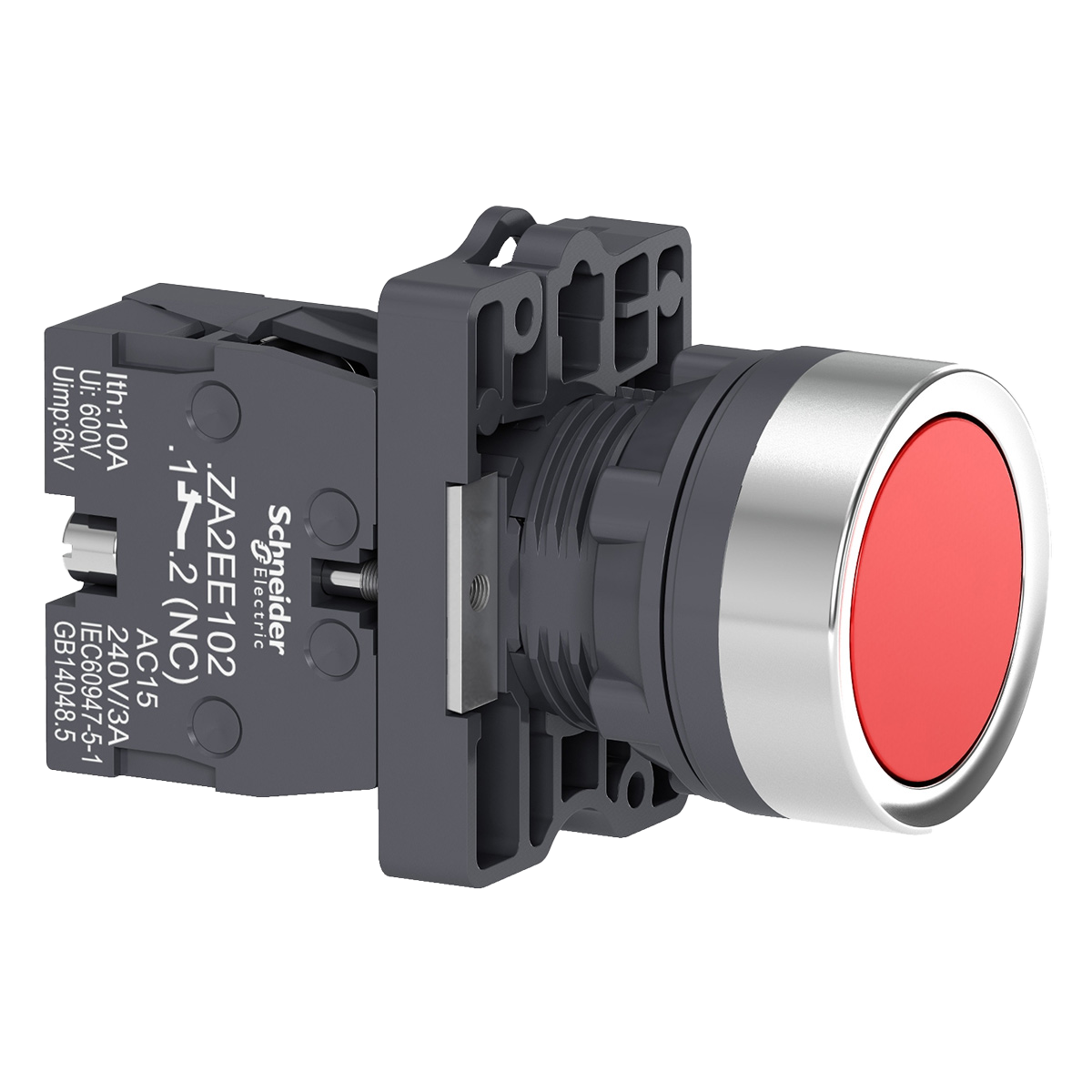 Pulsador XA2 Rasante Plástico Rojo 1NC Schneider Electric