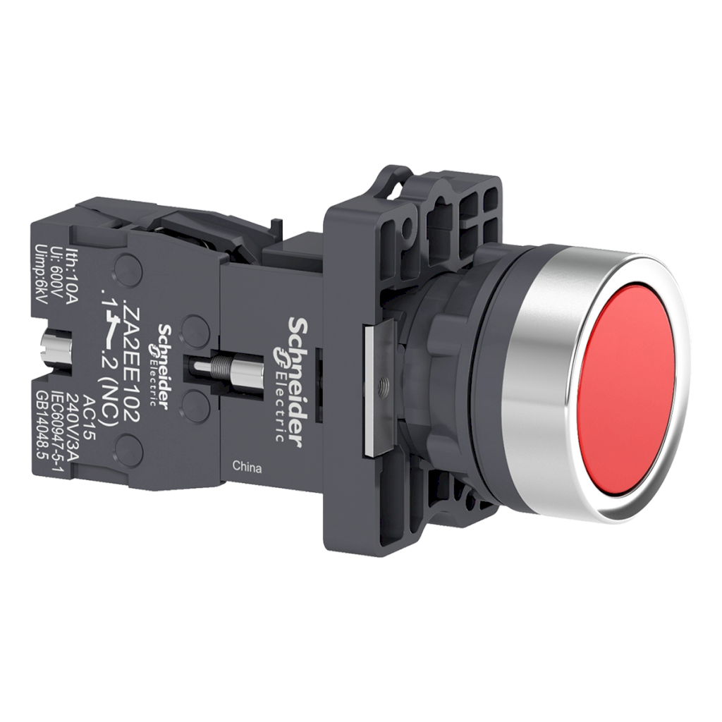 Pulsador XA2 Plástico Rojo C/Retención 1NC Schneider Electric