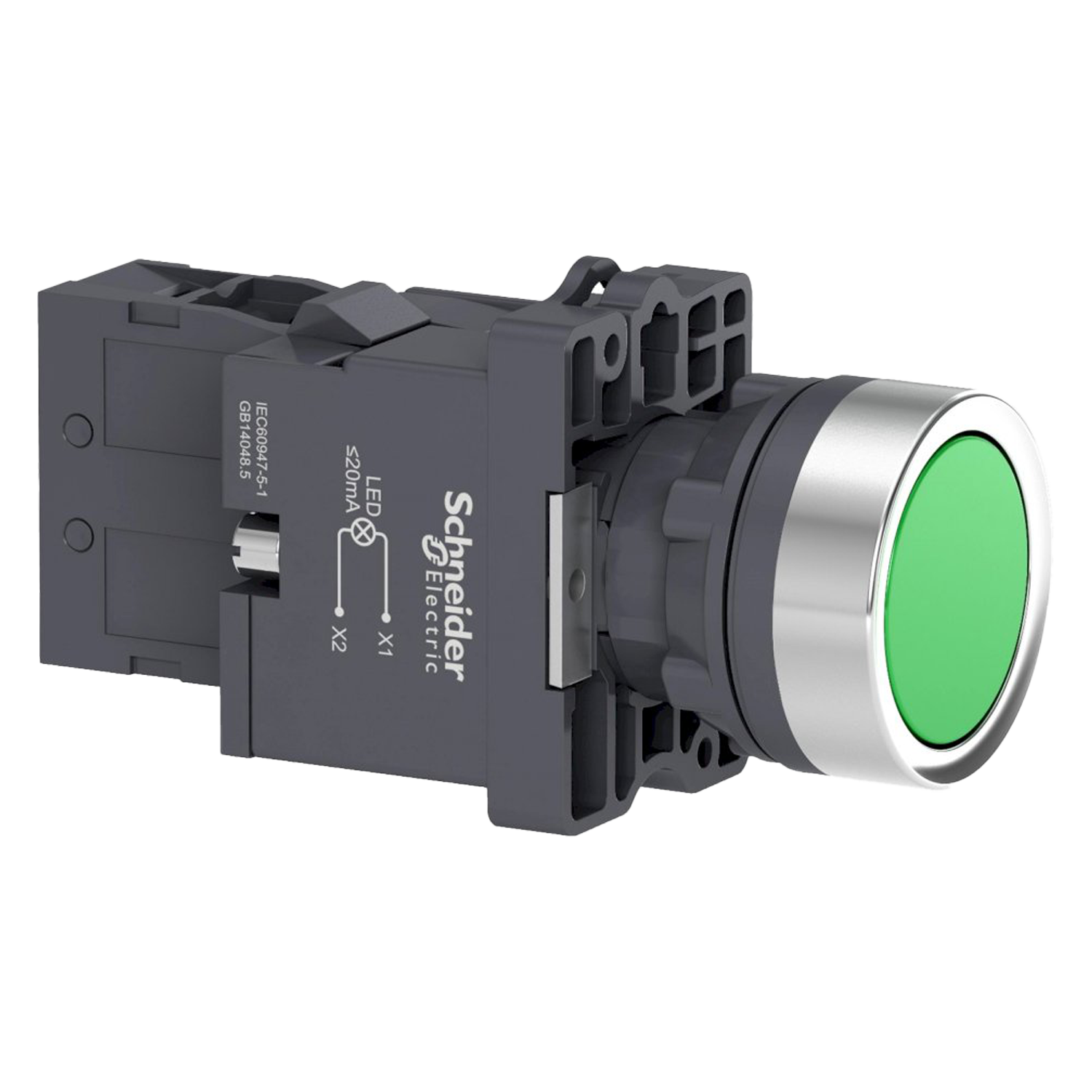 [26059] Pulsador Luminoso XA2 Plástico 220VCA/VCC 220VCC Rasante 1NA Verde Schneider Electric