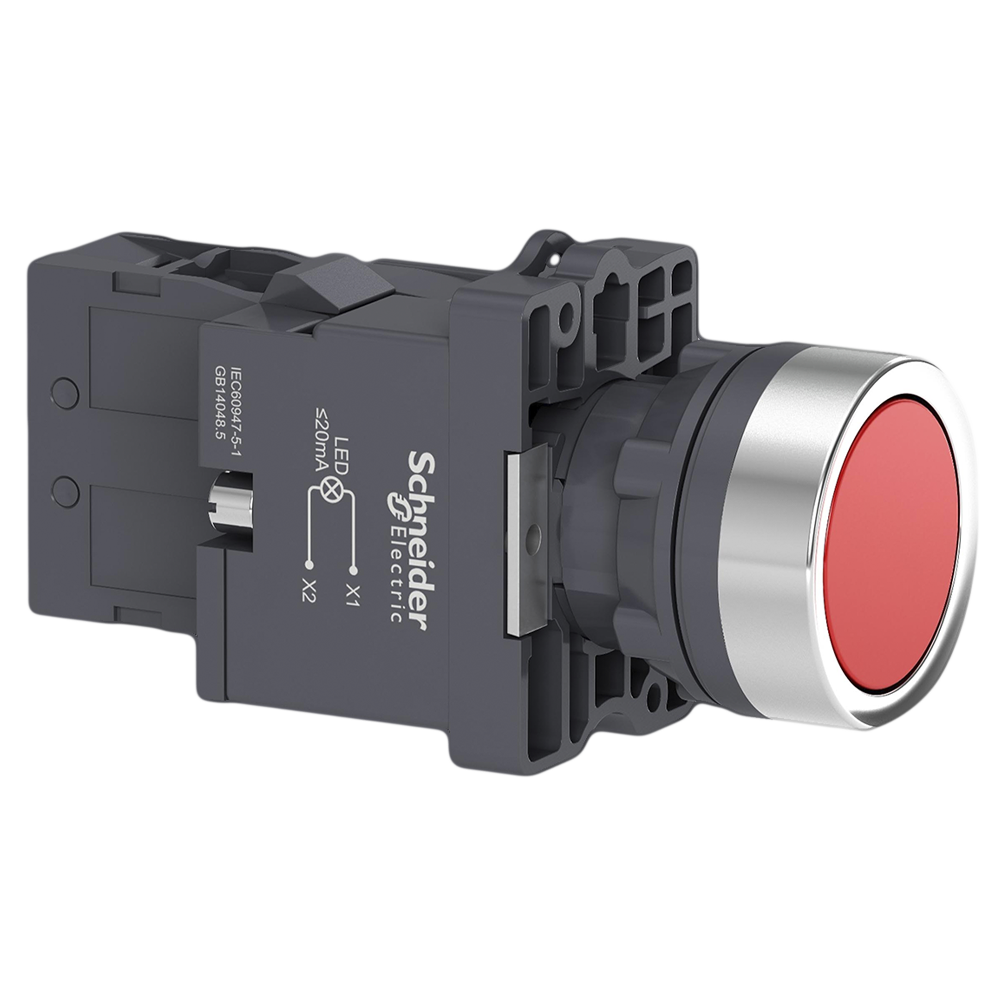 Pulsador Luminoso XA2 Plástico 220VCA/VCC 220VCC Rasante 1NA Rojo Schneider Electric