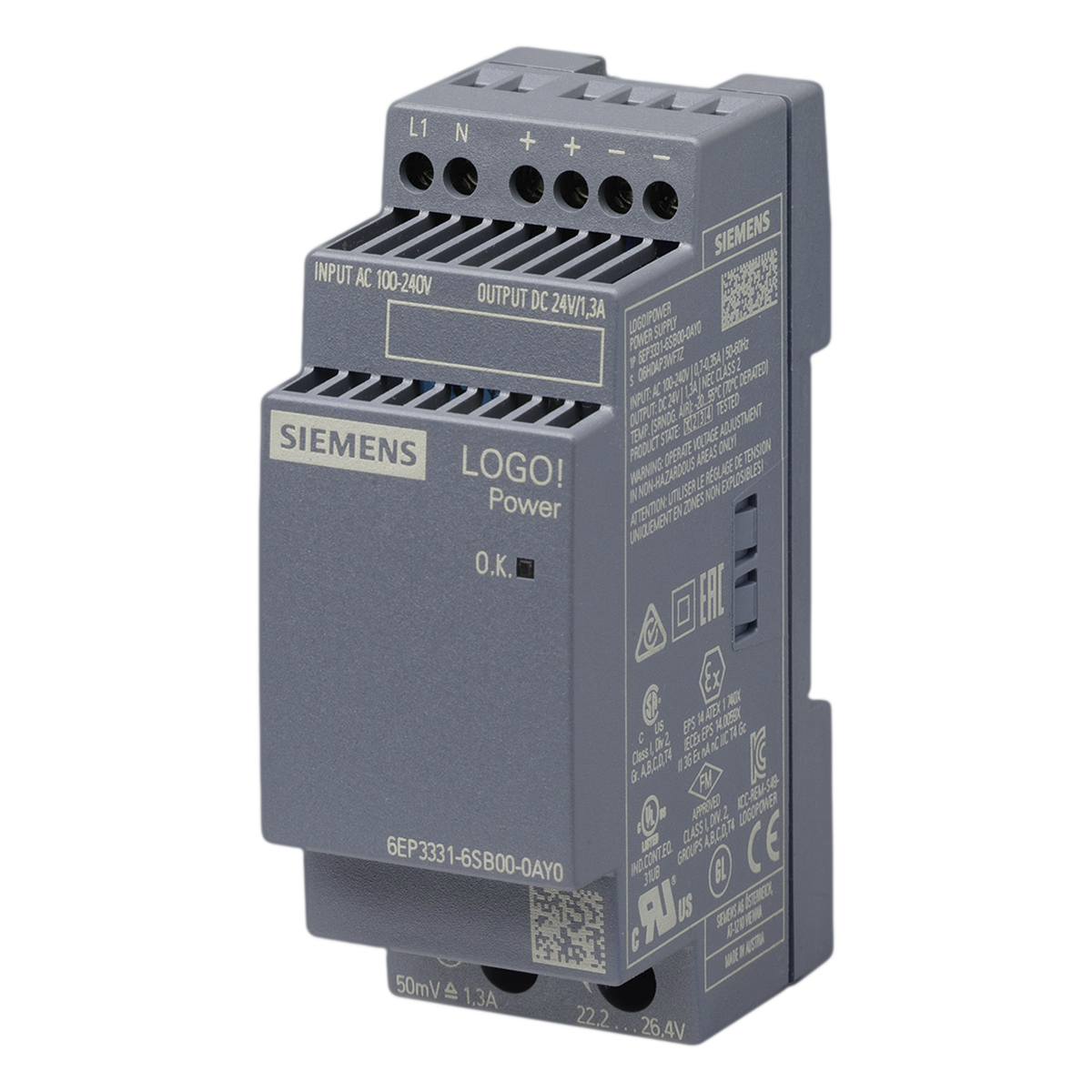 Fuente Monofásica Logo! E: 220V S: 24VCC 1,3A Siemens