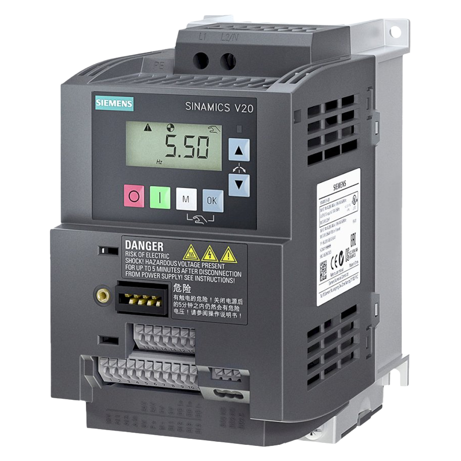 [28115] Variador V20 220VCA LO: 1,5kW/2HP HO: 1,5kW/2HP S/Filtro MB RTU Siemens