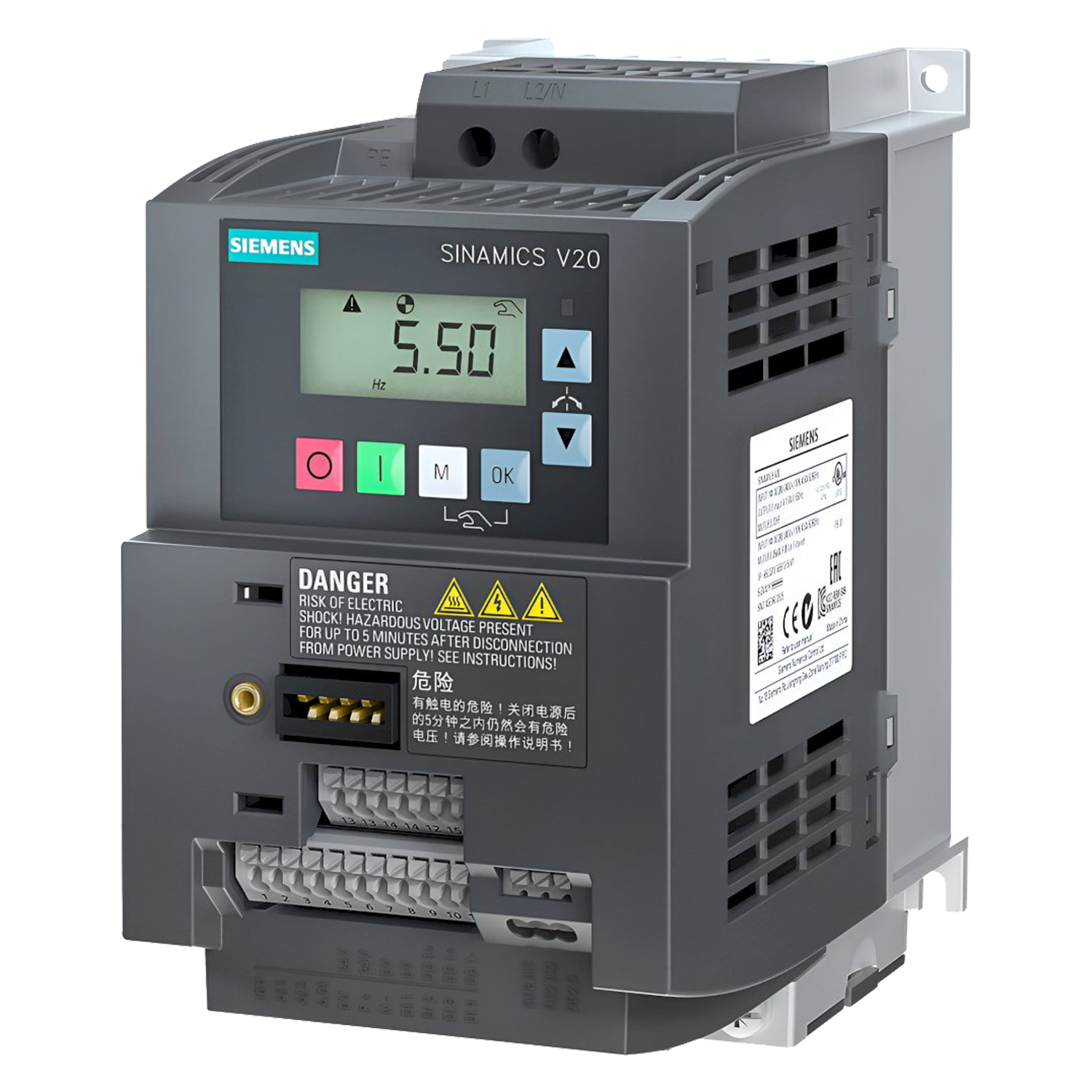 [28116] Variador V20 220VCA LO: 1,1kW/1,5HP HO: 1,1kW/1,5HP S/Filtro MB RTU Siemens