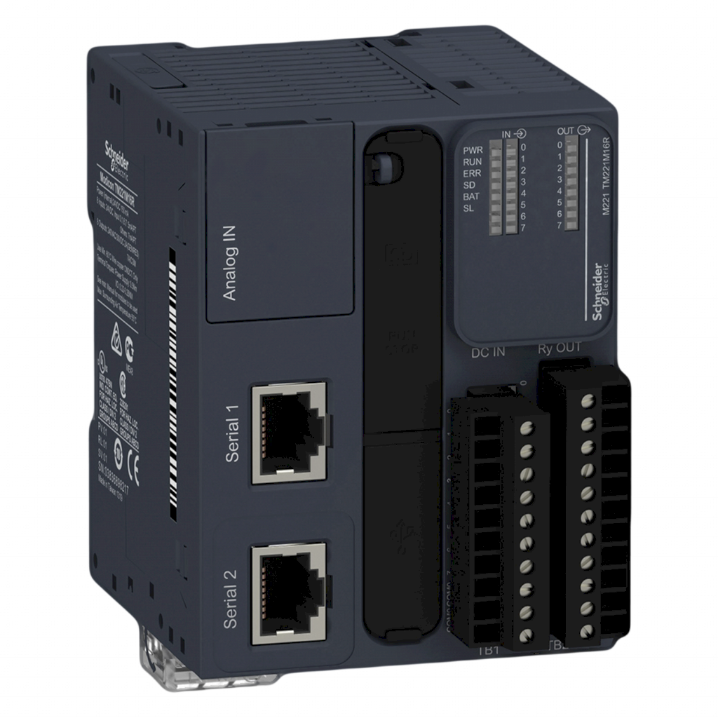 [28167] CPU M221 DC/DC/RELE (8DI/8DO/2AI) 24Vcc TM221M16R