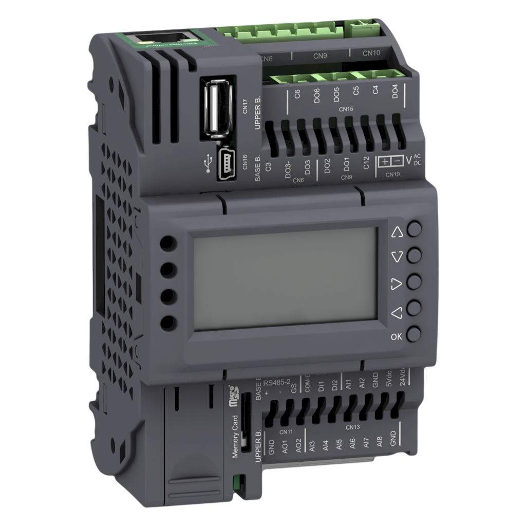 [29457] CPU M172P C/Display (2DI/6DO Relé/8AI/2AO) 2x MB RTU 1x MB TCP 24VCA/CC Schneider Electric
