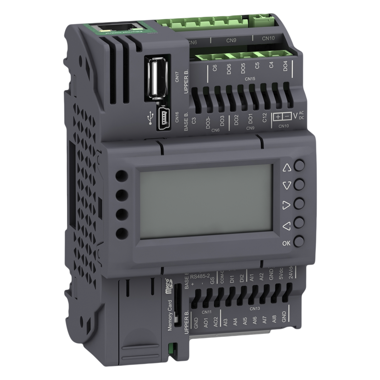 CPU M172P C/Display (2DI/6DO Relé/8AI/2AO) 2x MB RTU 1x MB TCP 24VCA/CC Schneider Electric