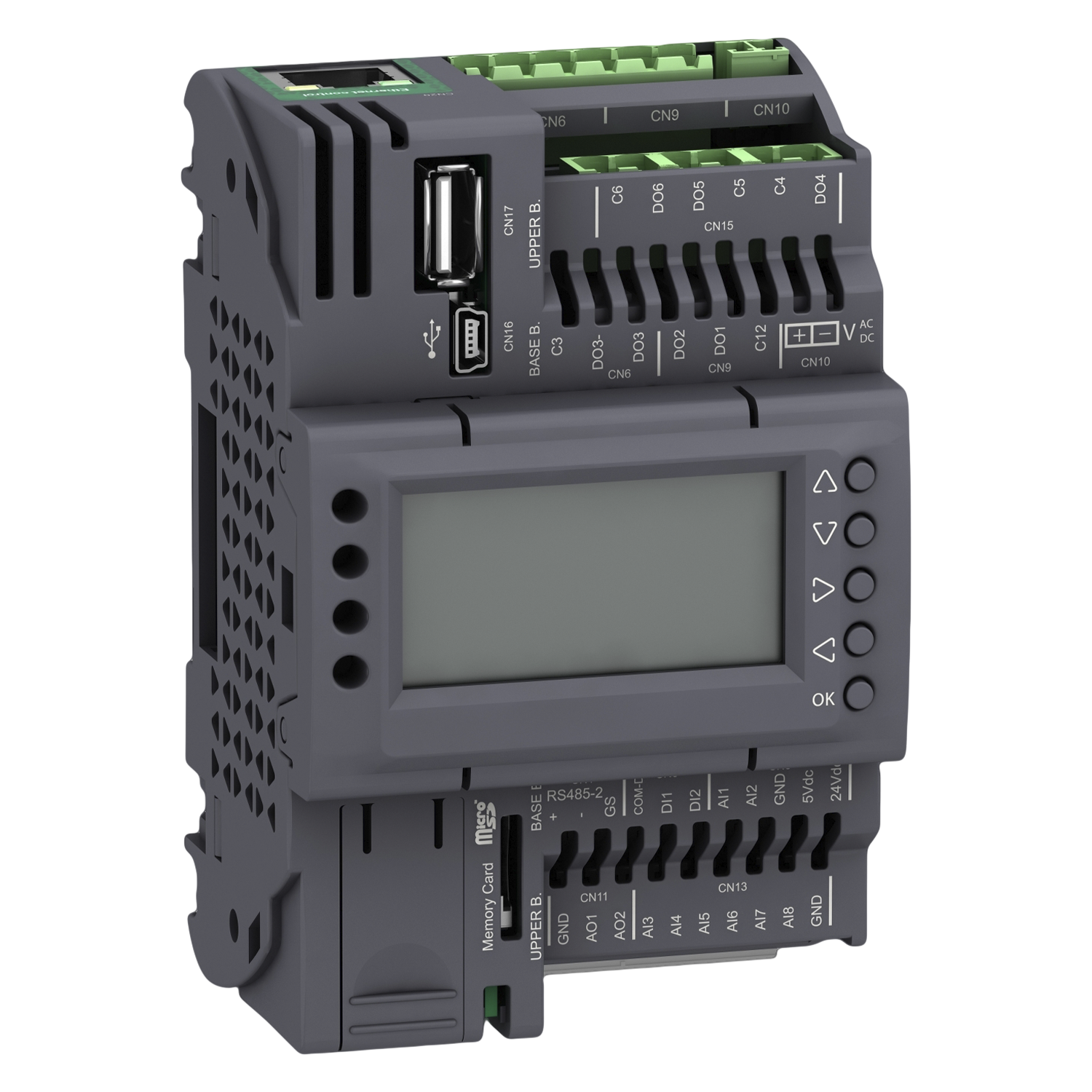 CPU M172P C/Display (2DI/6DO/8AI/2AO) 2x MB RTU 1x MB TCP 24VCA/CC Schneider Electric