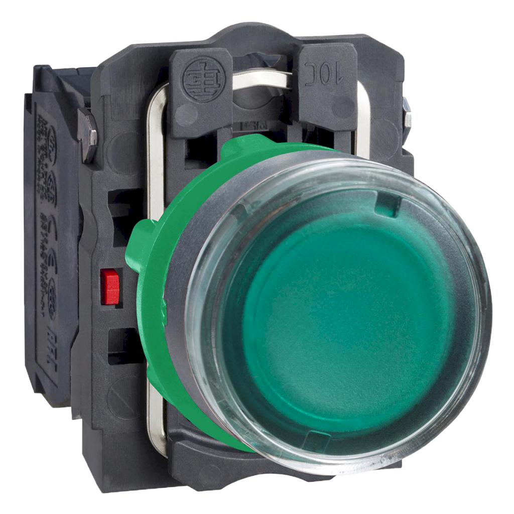[29630] Pulsador Luminoso Led XB5 Plastico 220VCA/VCC 24VCA Rasante 1NA + 1NC Verde Schneider Electric