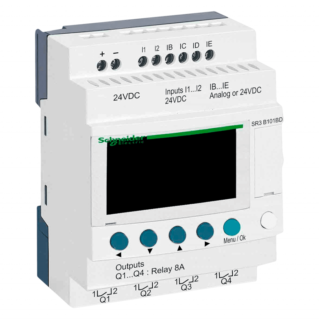 ZELIO LOGIC II 6E/4SR 24VCC C/DISPLAY Y RELOJ SR3B101BD