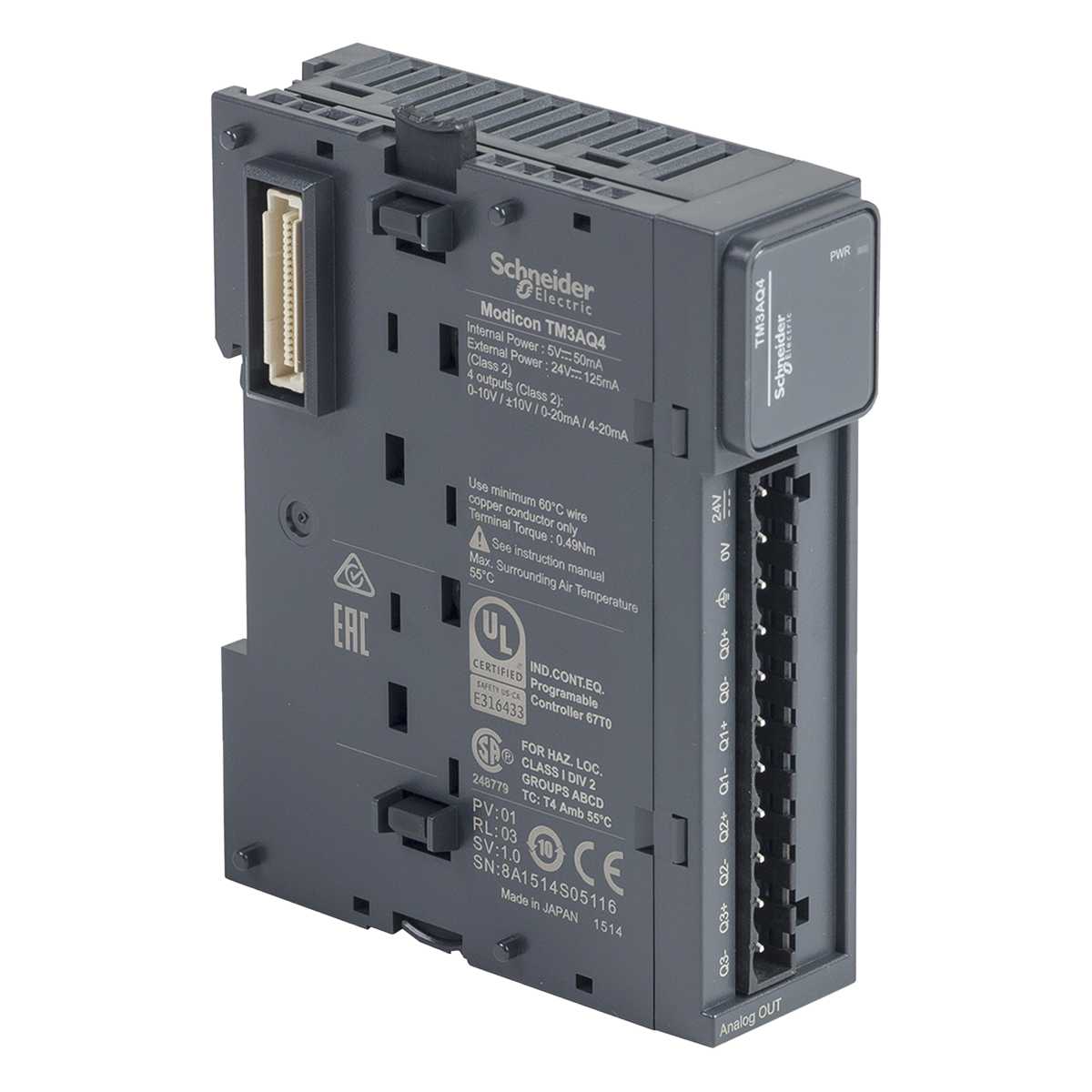 Módulo M2XX 4SA Bornera a Tornillo Montaje Riel DIN 24VCC Schneider Electric