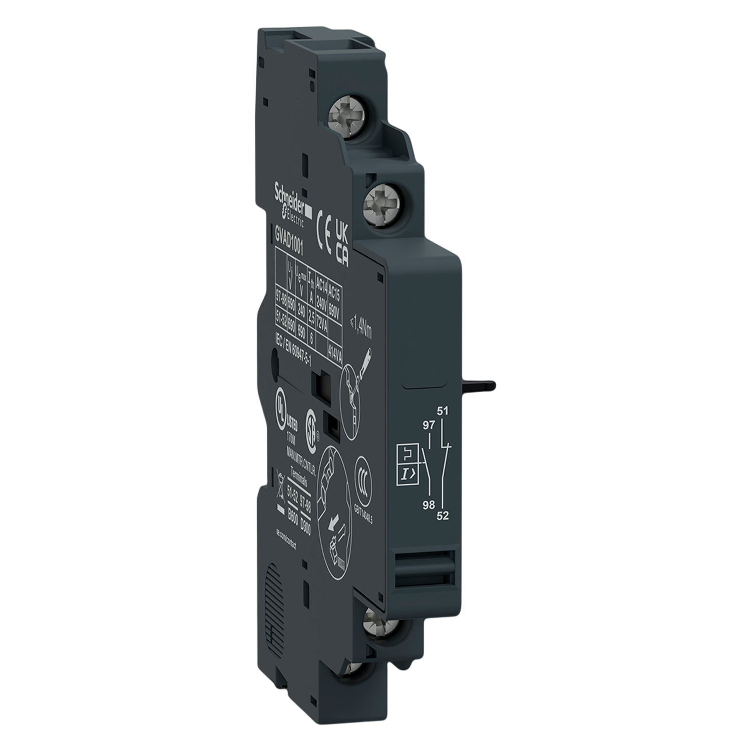 Contacto Auxiliar Lateral P/GV2/GV3 1NA+1NC Schneider Electric