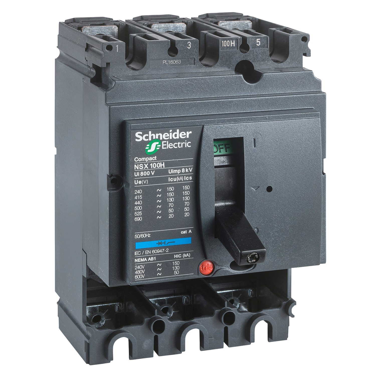 Interr. NSX100H 3P 100A 380VCA Schneider Electric