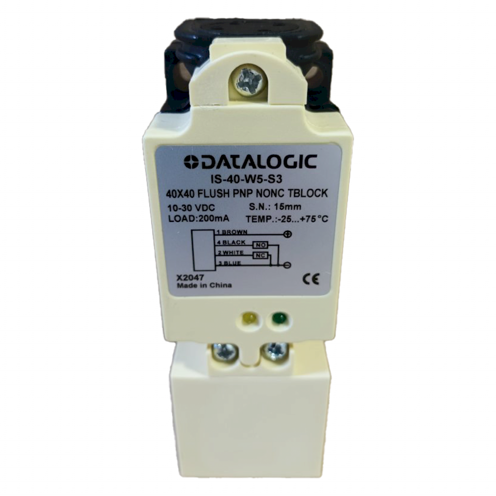 [31086] Sensor Inductivo 40x40 4 Hilos 12-24VCC 1NA + 1NC Rasante 15mm Plastico Datalogic